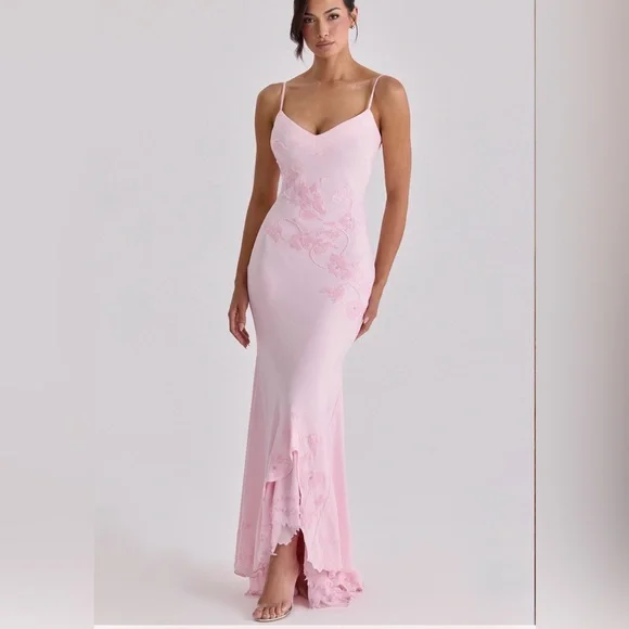 House of CB Soft Pink Spaghetti-Strap Maxi Gown - Picture 1 of 7